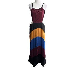 DO+BE Women Color-block Side Cutouts Maxi Dress Sz L Multicolor Party 21-15